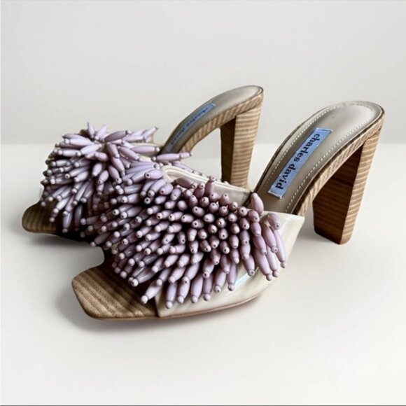 Charles David HOTTIE SANDAL size 9 beaded block heel slide - Picture 1 of 13